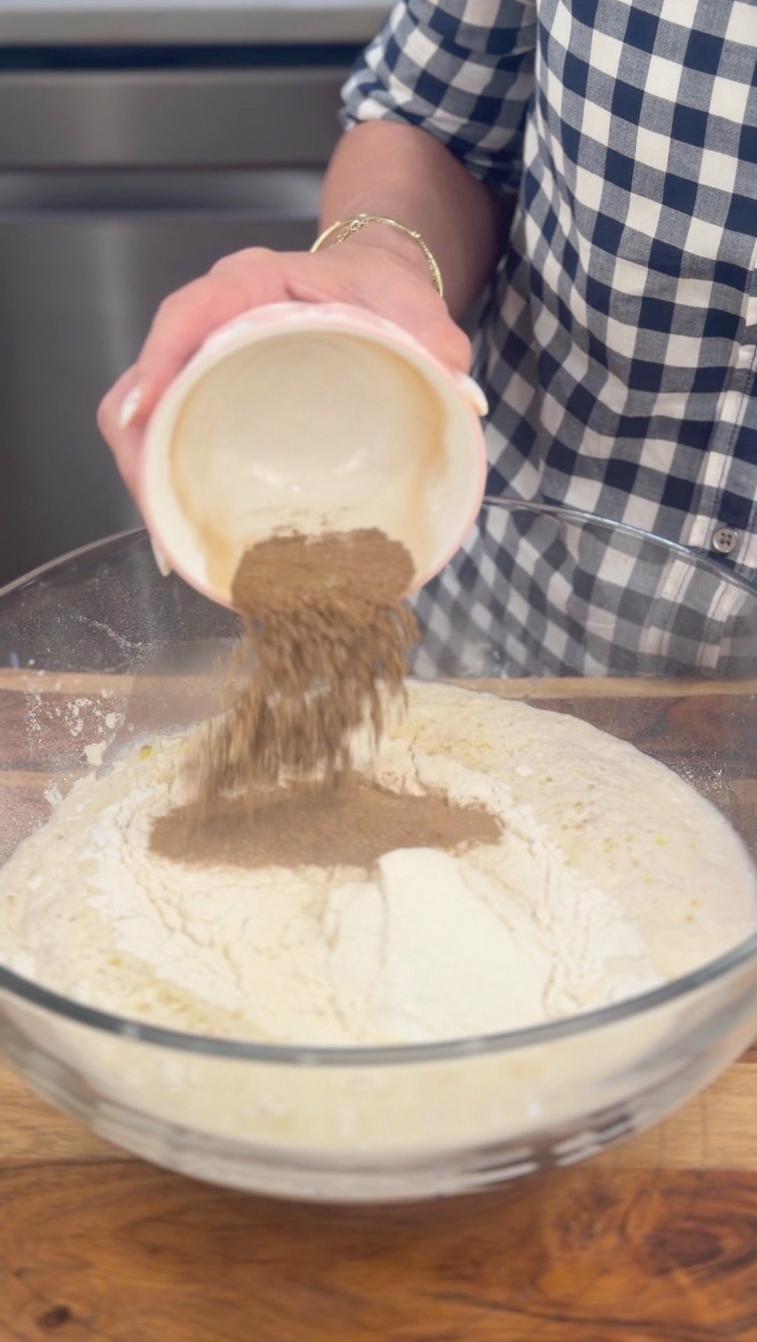 Adding spice to the dough ingredients
