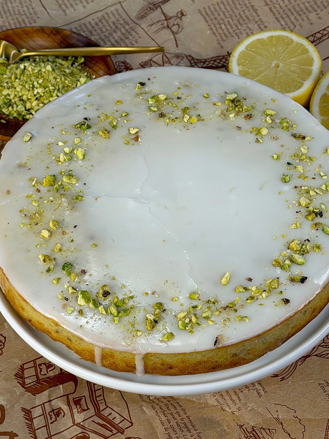 Lemon Pistachio Cake with Lemon Glaze — 4