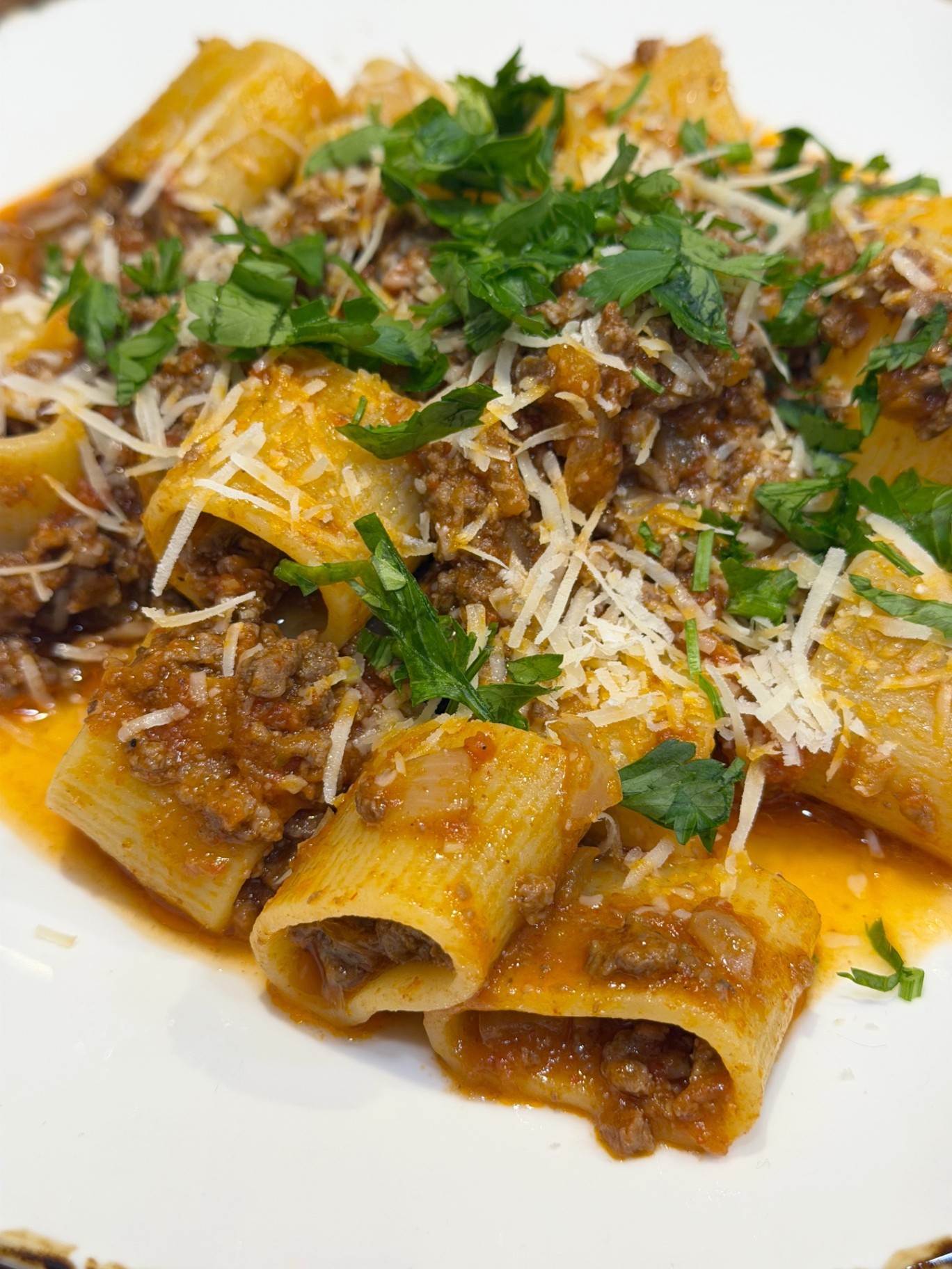 Saffron Beef Mezzi Paccheri with Vodka Sauce — 3