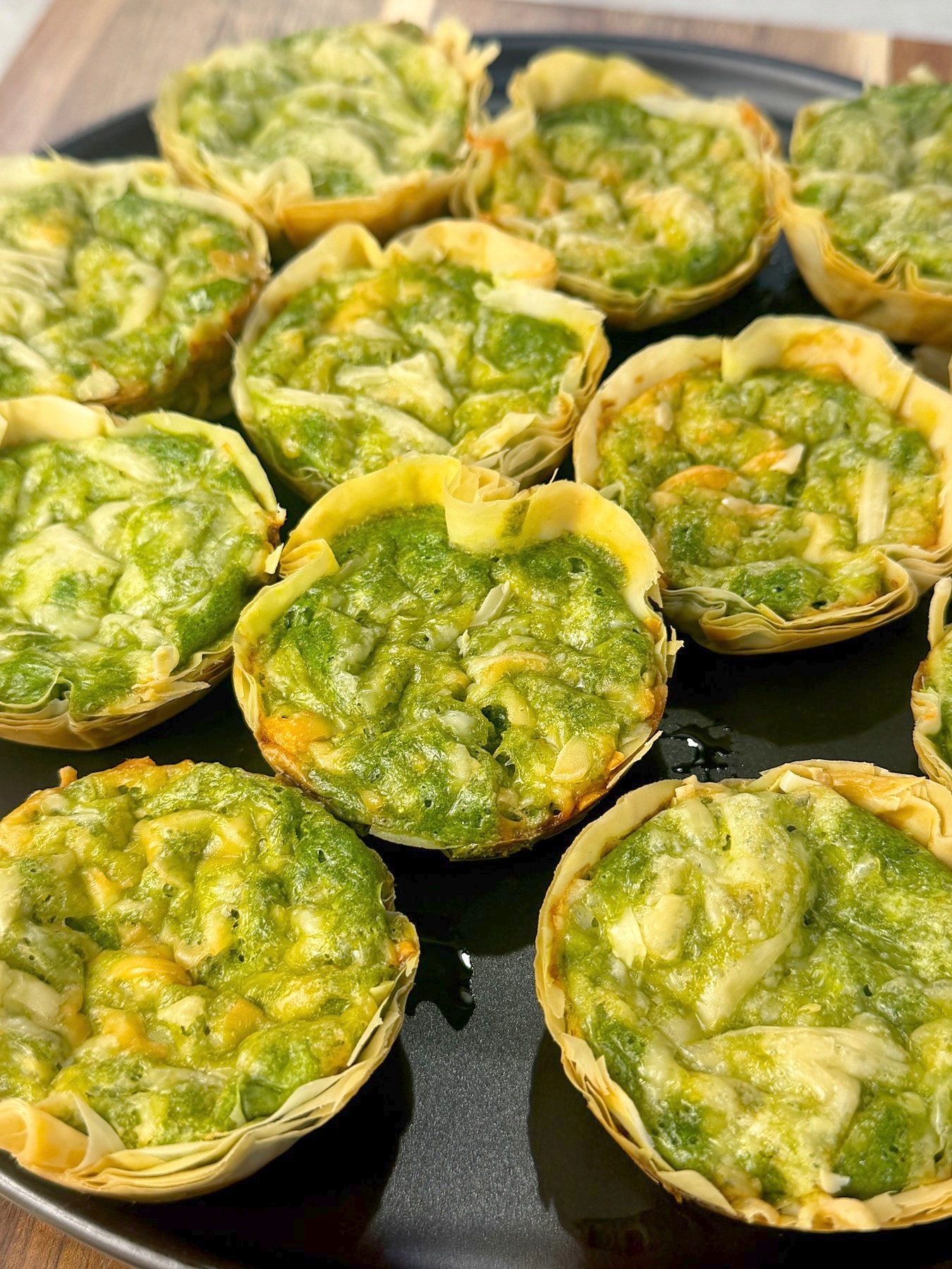 Crispy Spinach Feta Filo Cups (Quiche Style)