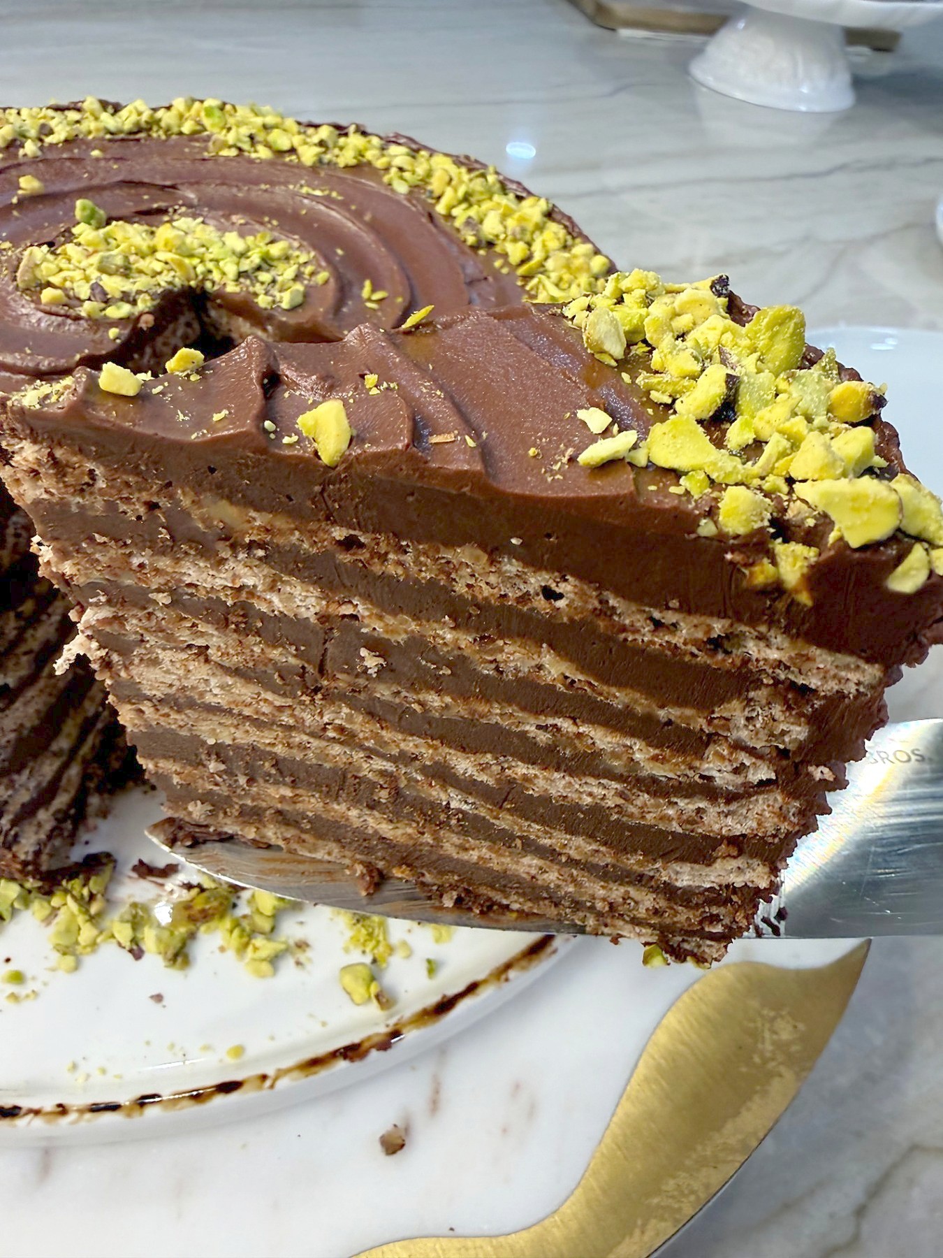 Chocolate Walnut Meringue Layer Cake — 3
