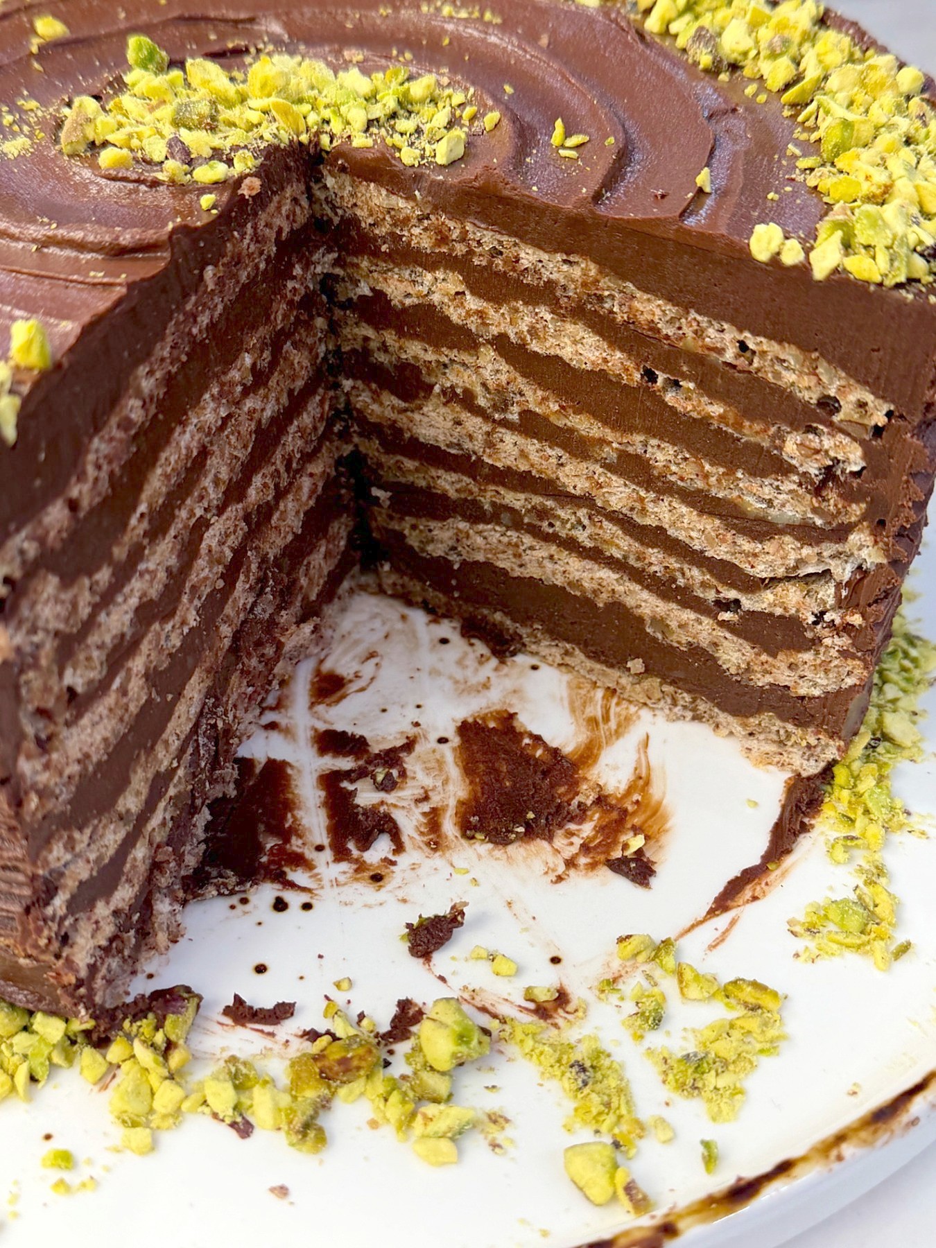 Chocolate Walnut Meringue Layer Cake — 4