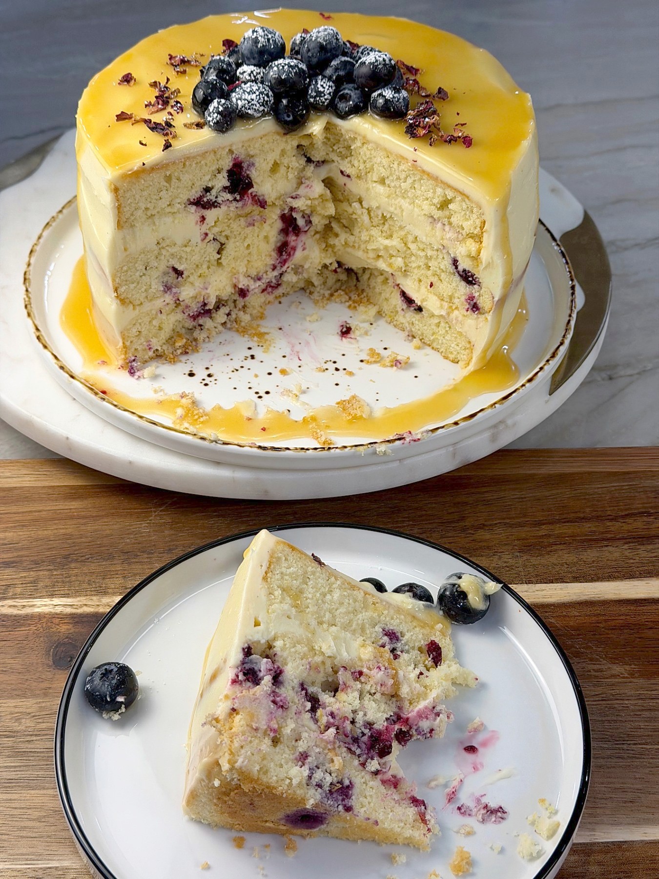 Lemon Blueberry Cake with Lemon Cream Cheese Frosting — 3