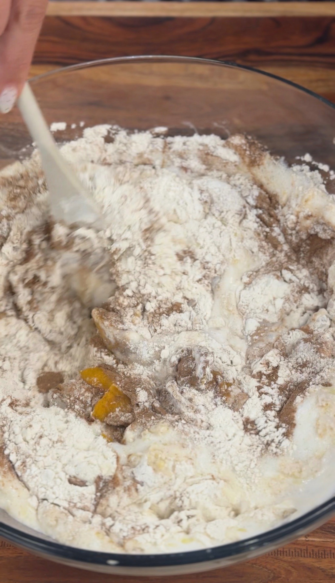 Mixing the pumpkin dough