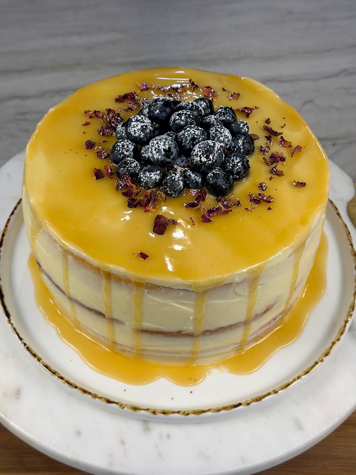 Lemon Blueberry Cake with Lemon Cream Cheese Frosting