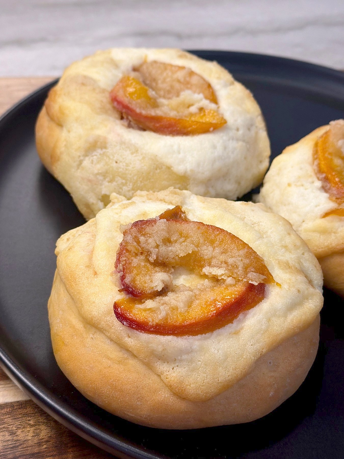 Caramelized Peach Cheesecake Buns