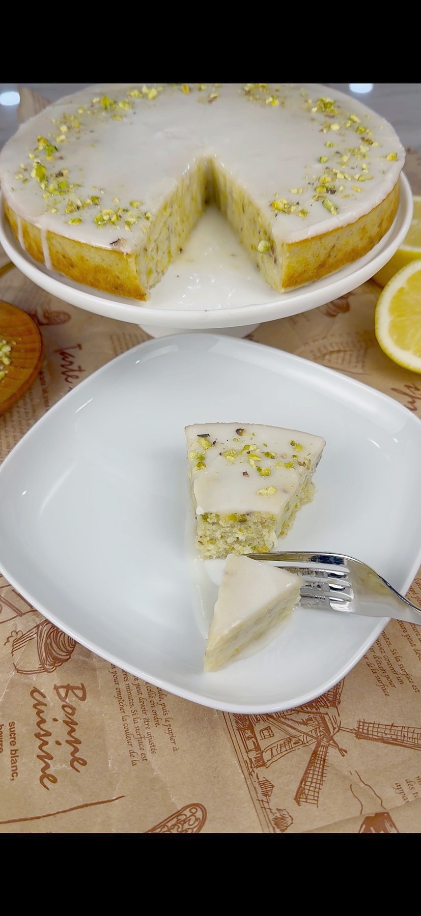 Lemon Pistachio Cake with Lemon Glaze — 2
