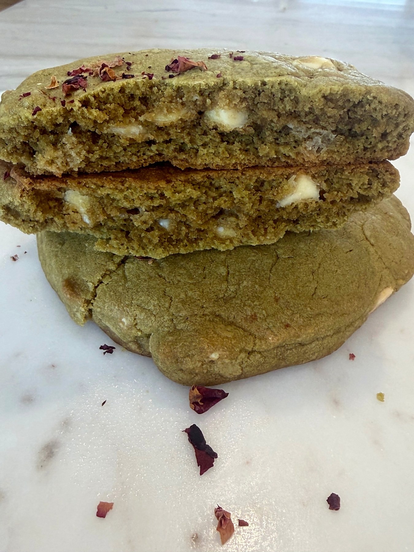 White Chocolate Chip Matcha Cookies (Heart-Shaped) — 3