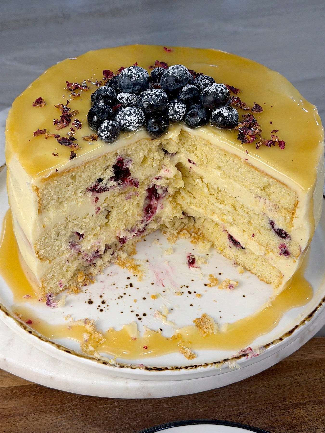 Lemon Blueberry Cake with Lemon Cream Cheese Frosting — 2