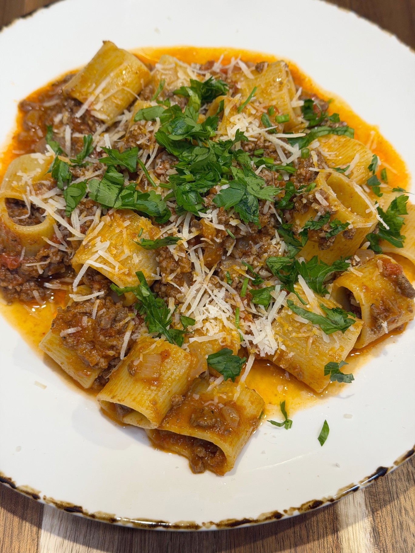 Saffron Beef Mezzi Paccheri with Vodka Sauce