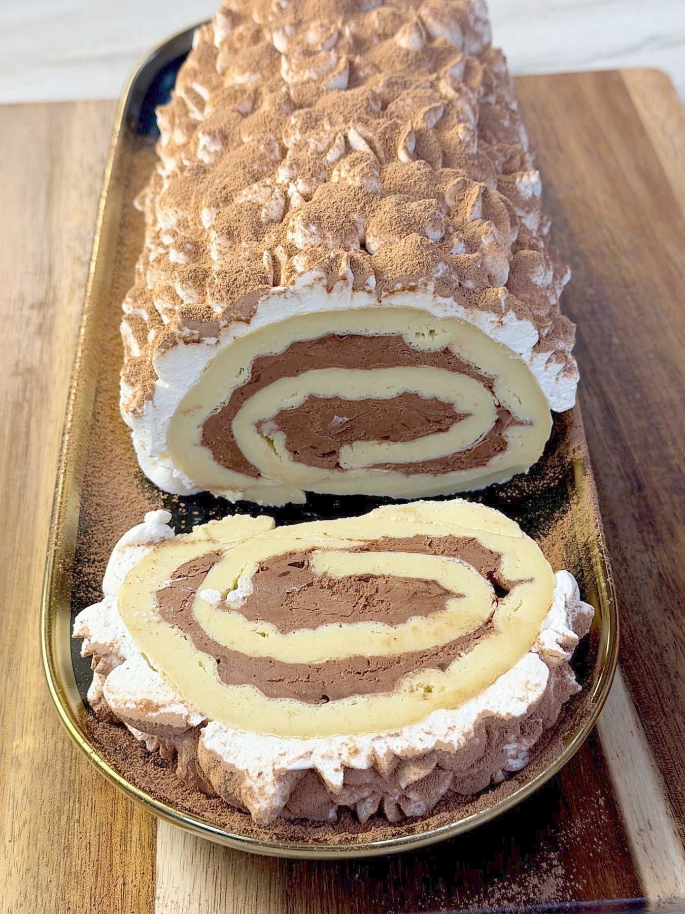 Chocolate Waffle Butter Roll Cake