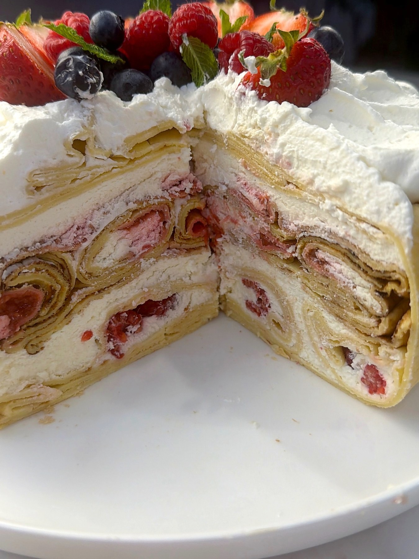 Raspberry Crepe Cake
