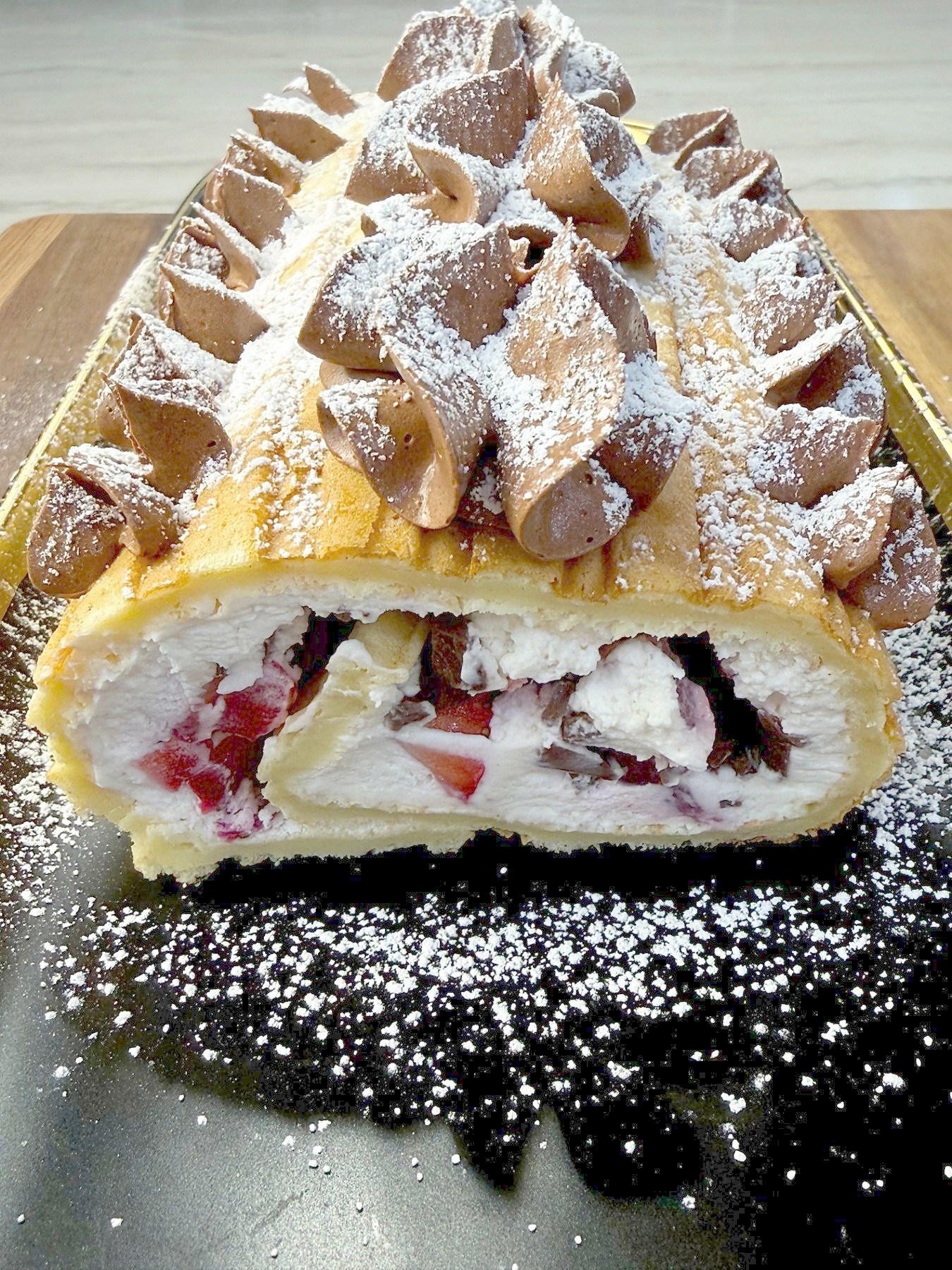 Strawberries & Cream Waffle Roll — 2
